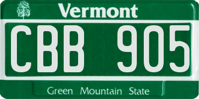 VT license plate CBB905