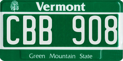 VT license plate CBB908