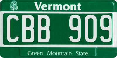 VT license plate CBB909