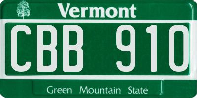 VT license plate CBB910