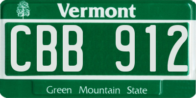 VT license plate CBB912