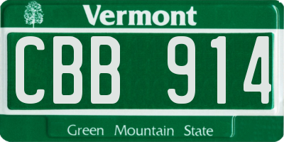 VT license plate CBB914