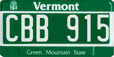 VT license plate CBB915