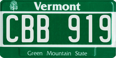 VT license plate CBB919