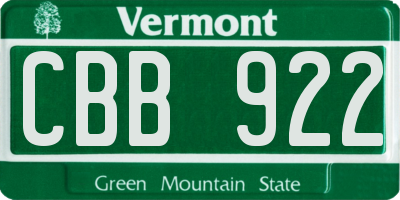 VT license plate CBB922