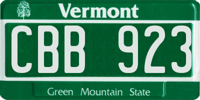 VT license plate CBB923