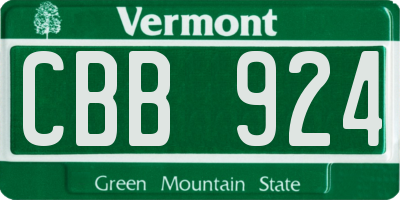 VT license plate CBB924