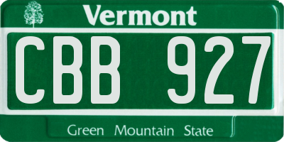 VT license plate CBB927