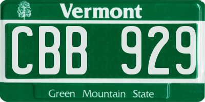 VT license plate CBB929