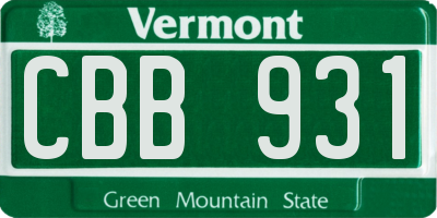 VT license plate CBB931
