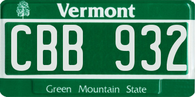 VT license plate CBB932