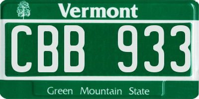 VT license plate CBB933