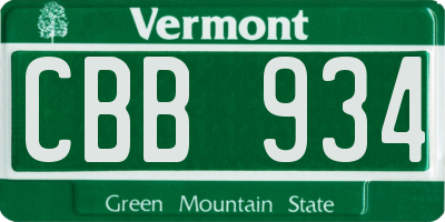 VT license plate CBB934