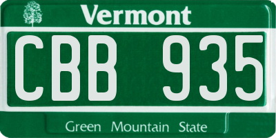 VT license plate CBB935