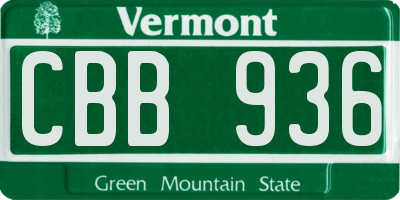 VT license plate CBB936
