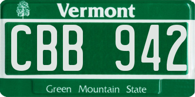 VT license plate CBB942