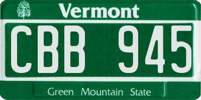 VT license plate CBB945