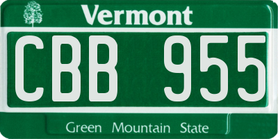 VT license plate CBB955