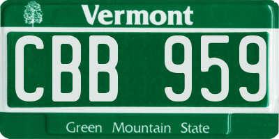 VT license plate CBB959
