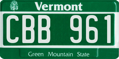 VT license plate CBB961