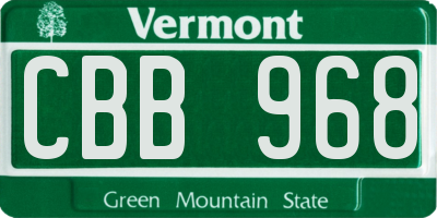 VT license plate CBB968