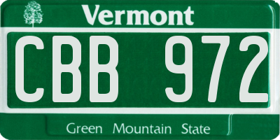 VT license plate CBB972