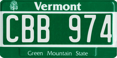 VT license plate CBB974