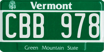 VT license plate CBB978
