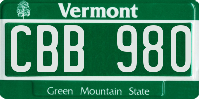 VT license plate CBB980