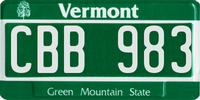 VT license plate CBB983