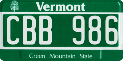 VT license plate CBB986