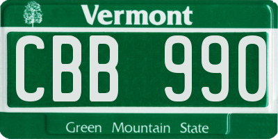 VT license plate CBB990