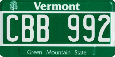 VT license plate CBB992