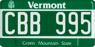 VT license plate CBB995