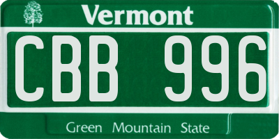VT license plate CBB996