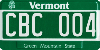 VT license plate CBC004