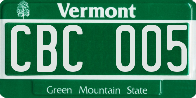 VT license plate CBC005