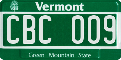VT license plate CBC009