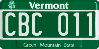VT license plate CBC011