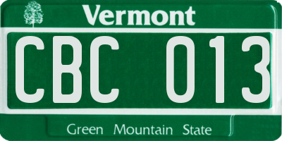 VT license plate CBC013