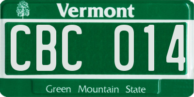 VT license plate CBC014