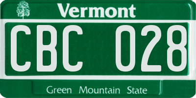 VT license plate CBC028