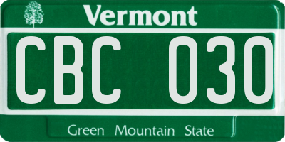 VT license plate CBC030