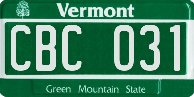 VT license plate CBC031