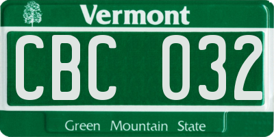 VT license plate CBC032