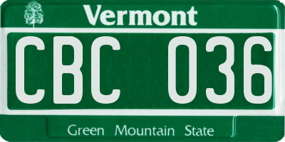 VT license plate CBC036