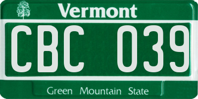 VT license plate CBC039