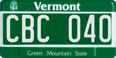 VT license plate CBC040