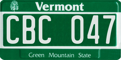 VT license plate CBC047