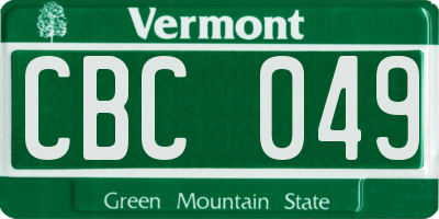 VT license plate CBC049